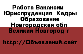 Работа Вакансии - Юриспруденция, Кадры, Образование. Новгородская обл.,Великий Новгород г.